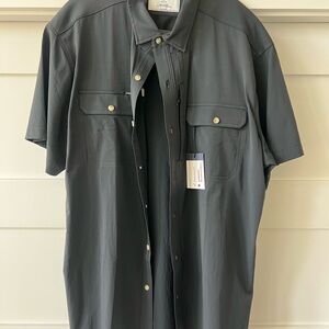 Men's Poncho Black Button Down Shirt XL SLIM FIT